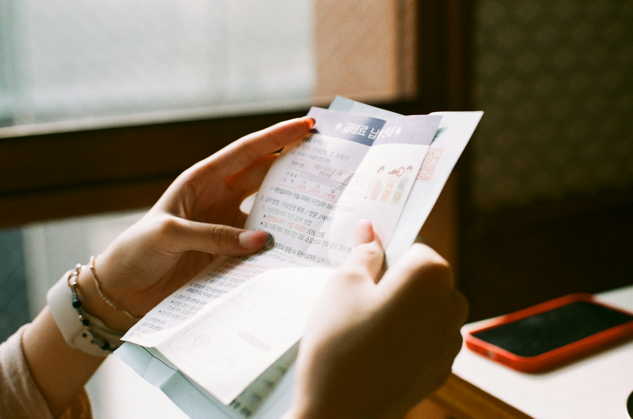Professional checking a document before processing