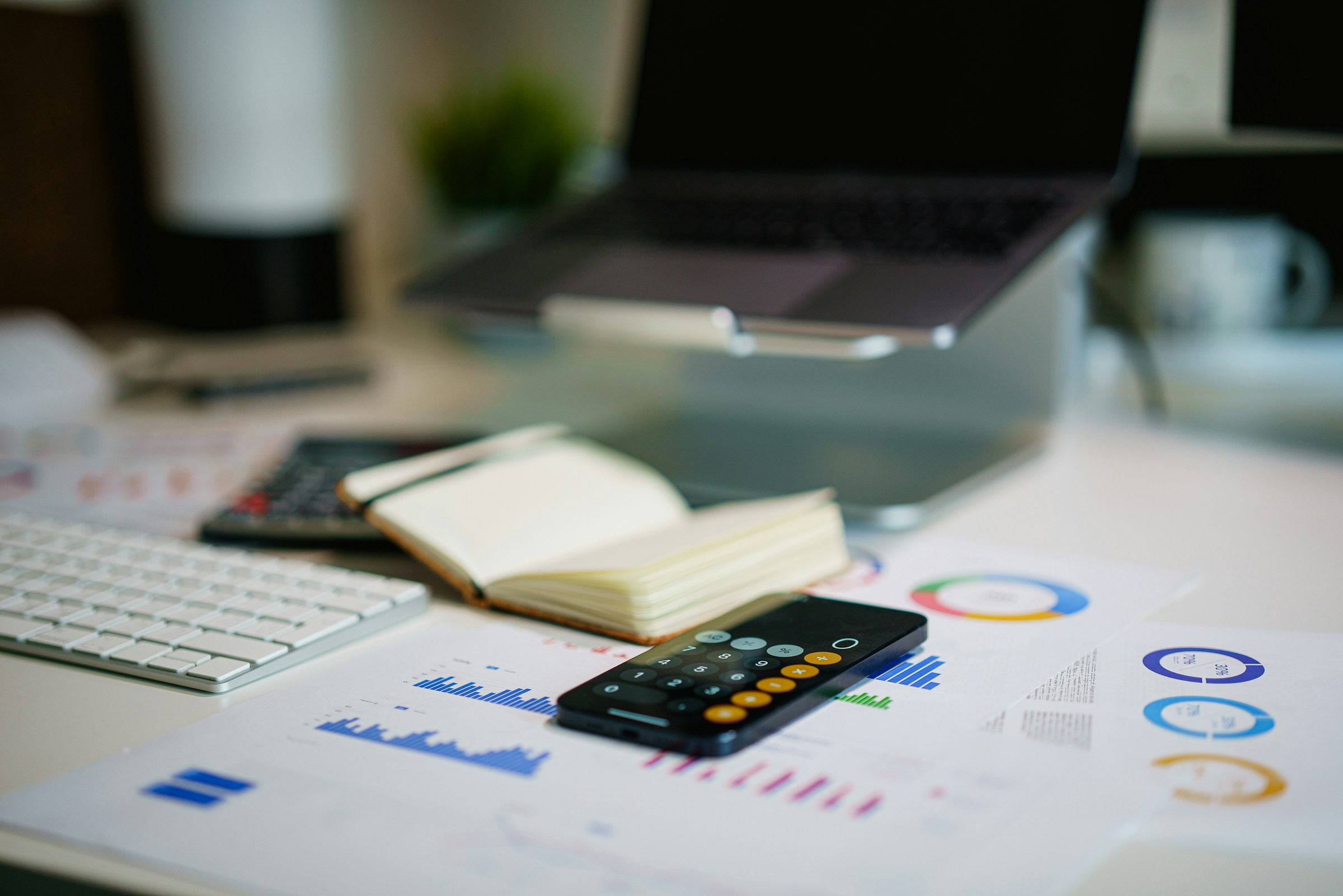 Financial reports and charts prepared for review
